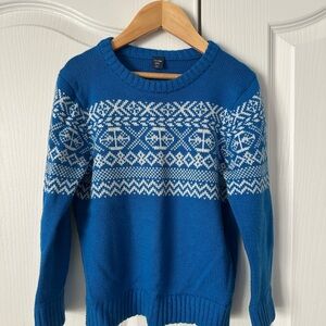 GAP Nordic Blue and White Crewneck Sweater